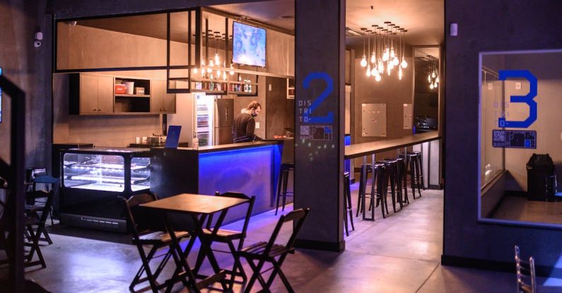 LED Light Bars - Interior of a Modern Bar or Cafe